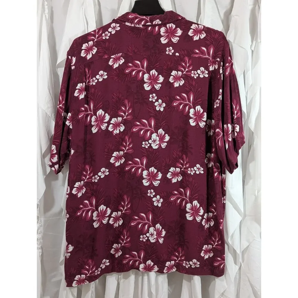 VT Hokies Vintage Maroon Hawaiian Button Up Shirt 2XL Chiliwear Embroidered - Picture 5 of 6